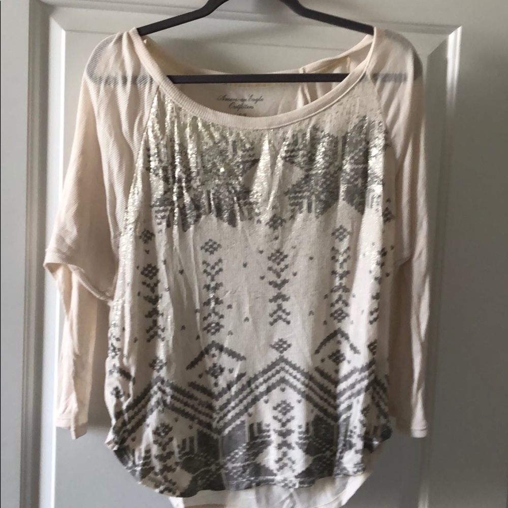 Cream long sleeve shirt